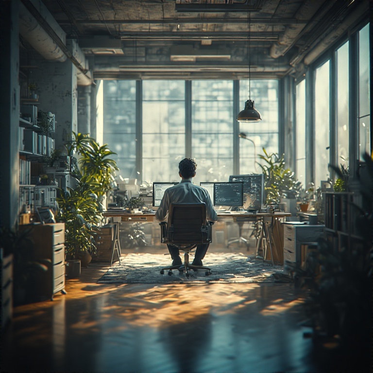 A modern, zen-like office space